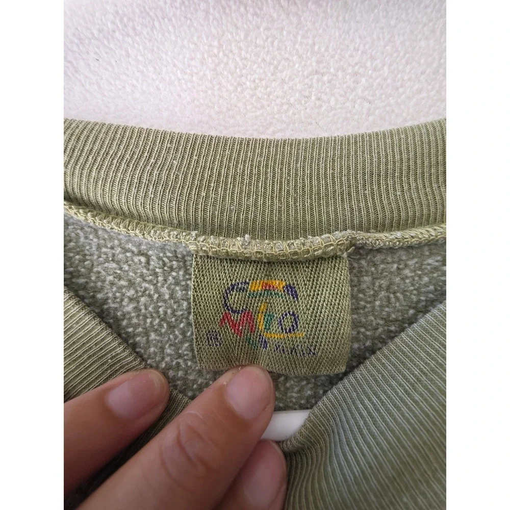 Vintage Cozumel Mexico Embroidered Sweatshirt Olive Green Crewneck Mens L